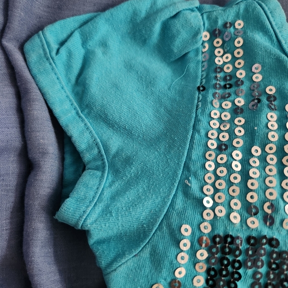 Sequined Cherokee Girls Aqua Rock Top - Picture 6 of 7